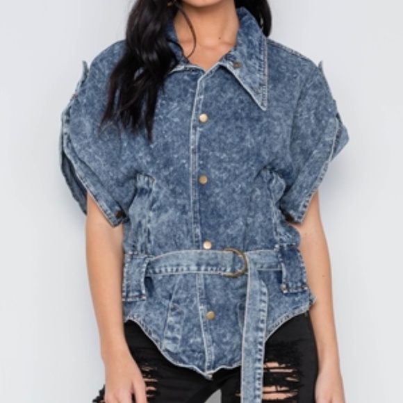 NOVA ACID WASH SHORT SLEEVE JACKET light wash - Picture 6 of 6